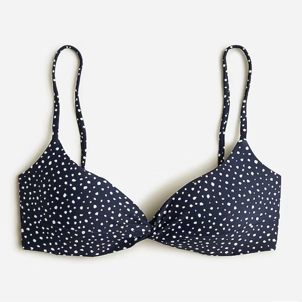 J. Crew Nwt Strappy Twist Bikini Top In Dot Women’s Size Xxl Moderate Coverage